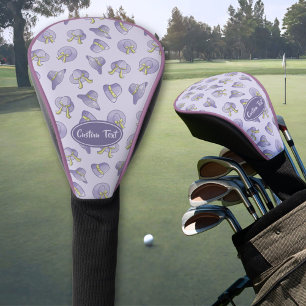 女性の夏の帽子薄紫 ゴルフヘッドカバー