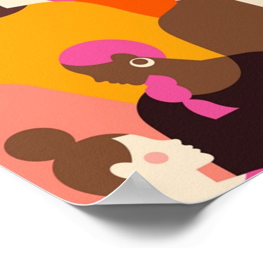 女性の多様な顔 ポスター (角)