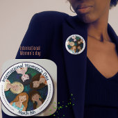 女性の多様性祝IWDのイラストレーション 缶バッジ