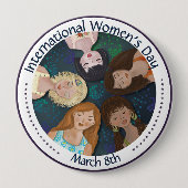 女性の多様性祝IWDのイラストレーション 缶バッジ (正面)