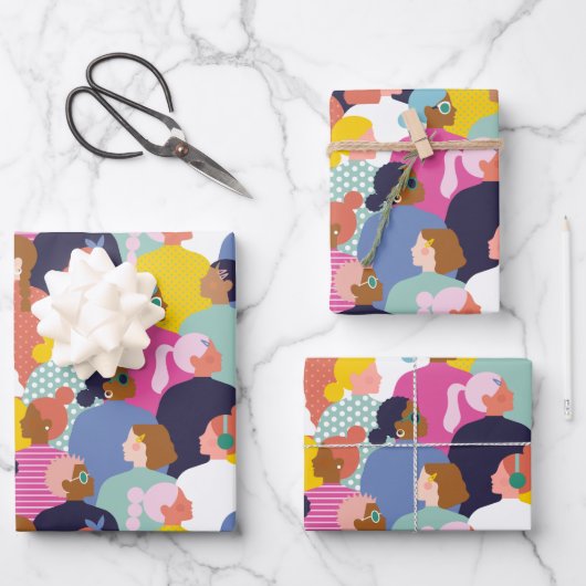 女性の多様性 – 民族の違う女性 ラッピングペーパーシート (正面)