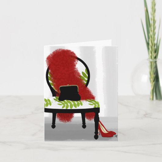 女性の夜ドレッシングルームのメッセージカード カード (正面)