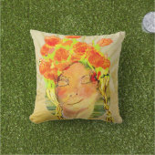 女性の夢が人の心に映し出前向きす クッション (芝生)