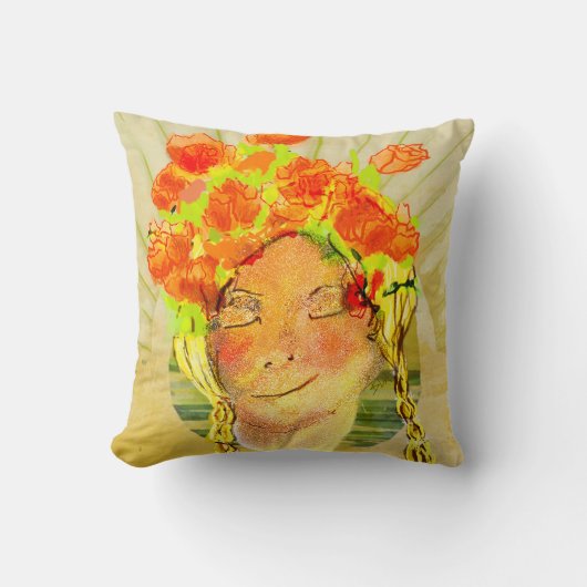 女性の夢が人の心に映し出前向きす クッション (正面)