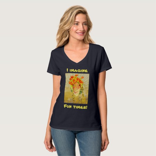 女性の夢が人の心に映し出前向きす Tシャツ (正面フル)