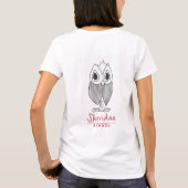 女性の大きいフクロウの不足分の袖のティー Tシャツ (裏面)