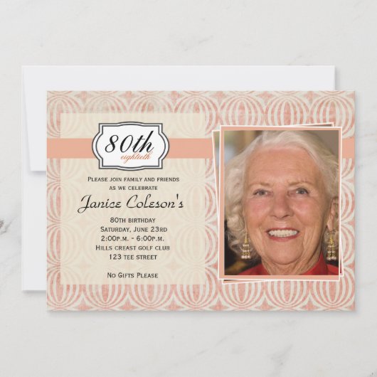 女性の大人の写真の誕生会の招待 招待状 (正面)