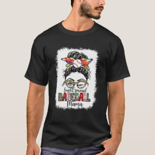 女性の大声と誇りを持った野球ママMama Messy Bun L Tシャツ