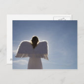 女性の天使の翼を着て、リアビュー、3つ ポストカード (正面/裏面)