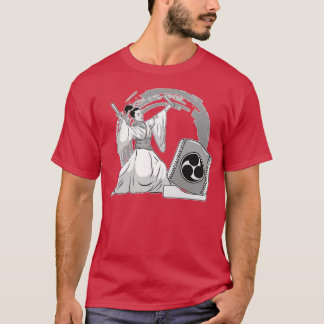 女性の太鼓ドラマー光萌グラフィック画像 Tシャツ