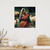 . .女性の奮闘を絵で描く ポスター (キッチン)