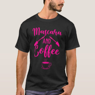 女性の女の子のためのマスカラとコーヒーs化粧品4 tシャツ