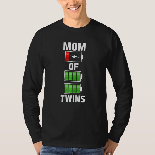 女性の女性の疲れた双子ママ低バッテリ充電M Tシャツ (正面)