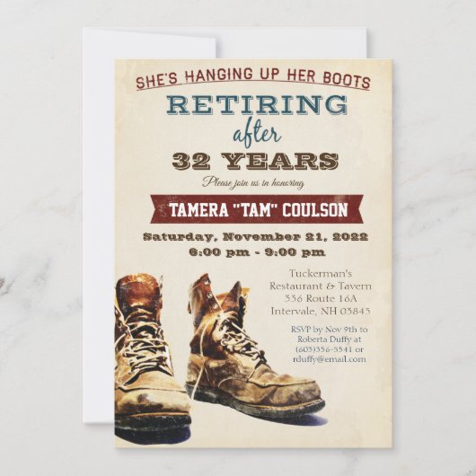 女性の女性の退職建築軍隊 招待状 (正面)