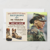 女性の女性の退職軍隊建築 招待状 (正面)