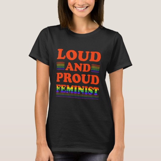 女性の女性権利女性のエンパワーメントレインボーロ Tシャツ (正面)