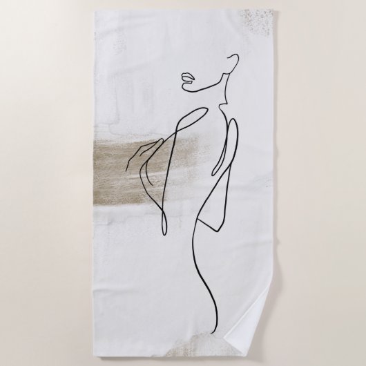 女性の女性職人アーティストアートビーチタオル ビーチタオル (正面)