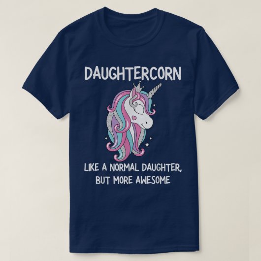 女性の娘おもしろいコーンUnicorn衣装の娘 Tシャツ (デザイン正面)