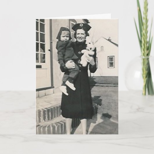 女性の子供およびバニーの挨拶状 シーズンカード (正面)