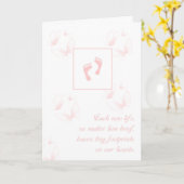 女性の子供の損失悔やみや弔慰小さな足跡 カード (黄色い花)