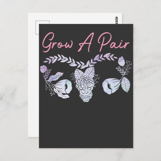 女性の子宮は一対の花卵巣フェミニストを成長させる ポストカード (正面/裏面)