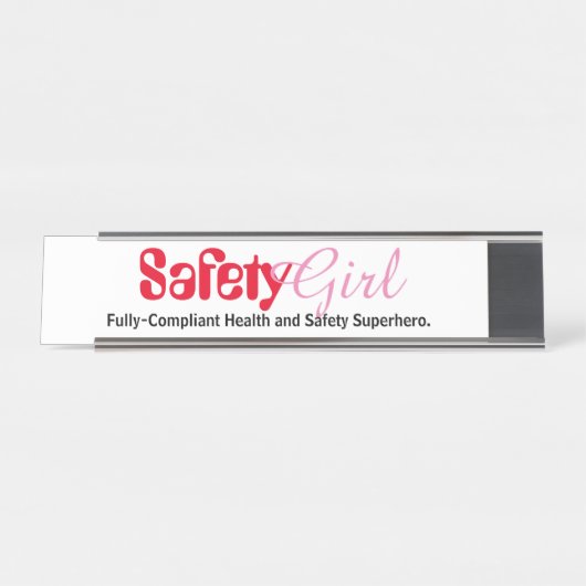 女性の安全おもしろいと安全を守る女性 デスクネームプレート (正面)