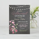 女性の定年ディナーパーティーピンクフローラ 招待状 (スタンド正面)