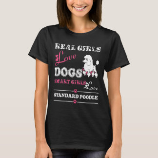 女性の実在女の子の愛スタンダードプードルドッグ Tシャツ