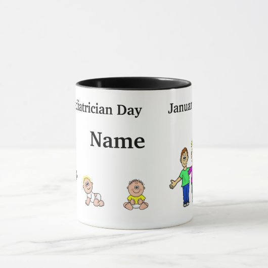 女性の小児科医と子供がマグをパーソナライズ マグカップ (中央)