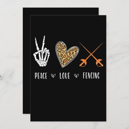 女性の平和おもしろい愛フェンシングアパレルギフト シーズンカード (正面/裏面)