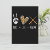 女性の平和おもしろい愛フェンシングアパレルギフト シーズンカード (スタンド正面)