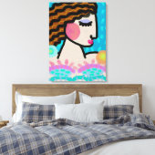 女性の平和的な抽象芸術デジタルポートレート キャンバスプリント (インサイチュ (寝室))