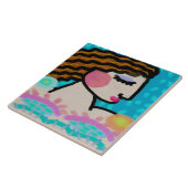 女性の平和的な抽象芸術デジタルポートレート タイル (側面)