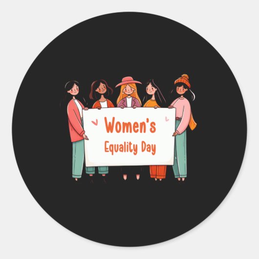 女性の平等の日Equal Work For Equal Pay - Eq ラウンドシール (正面)