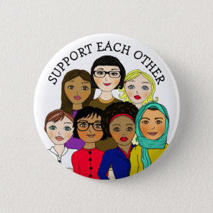 女性の平等、愛、団結を支え合う 缶バッジ