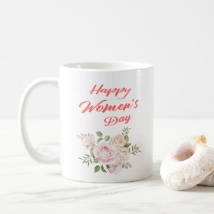 女性の幸せな日の白 コーヒーマグカップ