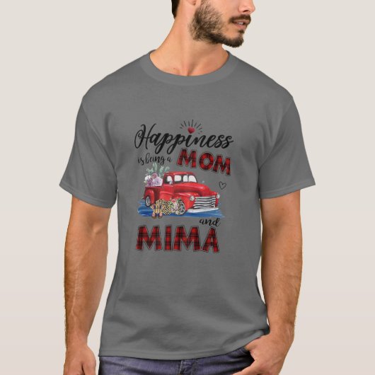 女性の幸せはママと美馬の車の花である Tシャツ (正面)