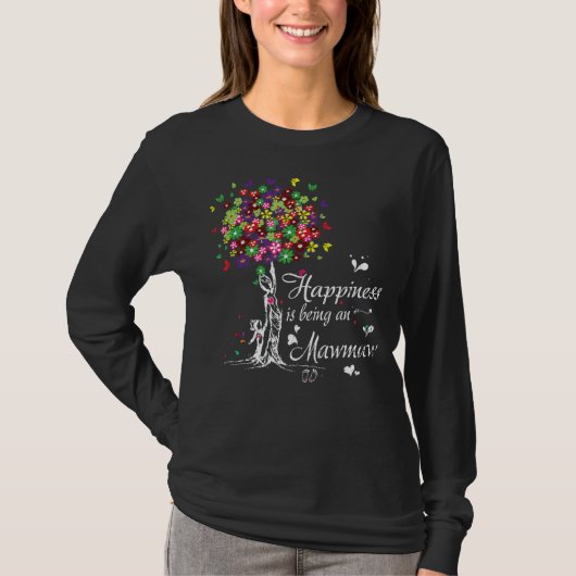 女性の幸福はモーモーのおもしろい母である Tシャツ (正面)