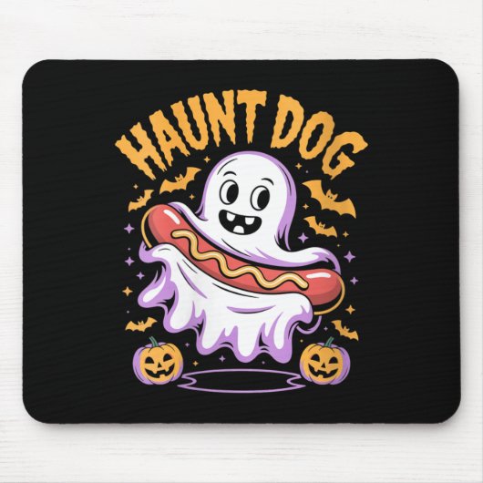 女性の幽霊犬 面白いゴーストホットドッグ ハロウィン マウスパッド (正面)