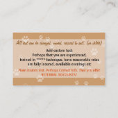 女性の広告宣伝カードを訓練している犬の歩くのドッグウォーカー 名刺 (裏面)