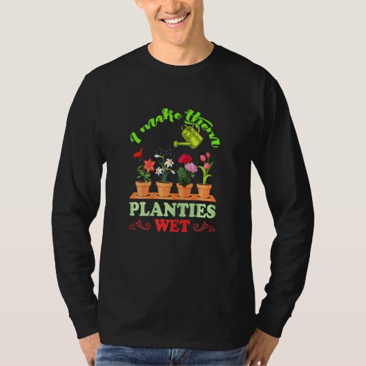 女性の庭師を私は植物を濡らす Tシャツ (正面)