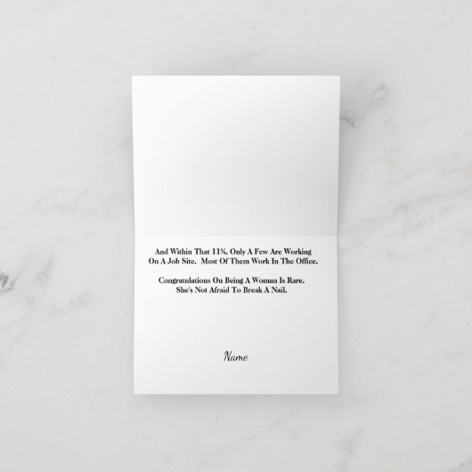 女性の建築ワーカーグリーティングカード カード (内部)