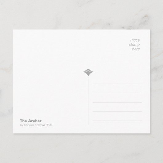 女性の弓使いが森で狩りをする CC1173 Hallé ポストカード (裏面)