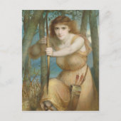女性の弓使いが森で狩りをする CC1173 Hallé ポストカード (正面)