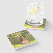 女性の待ち時間（John Everett Millais著） ストーンコースター (横)