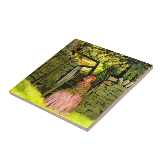 女性の待ち時間（John Everett Millais著） タイル (側面)