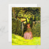 女性の待ち時間（John Everett Millais著） 案内ポストカード (正面/裏面)