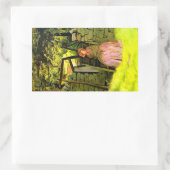 女性の待ち時間（John Everett Millais著） 長方形シール (バッグ)