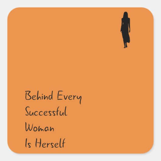女性の後ろのエンパワメント引用文は彼女自身のステッカー スクエアシール (正面)