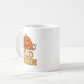 女性の微笑むカボチャ 月 星 アイズ ハロウィン ユーモア コーヒーマグカップ (正面左)